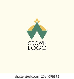 Crown logo, vintage crown icon, crown logo concept, green and gold crown flat logo, luxurious brand identity