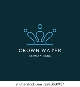 Logo de la corona. Plantilla de diseño de la corona de agua. Corona con agua