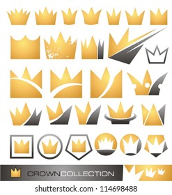 Crown logos, signs, symbols and icons collection