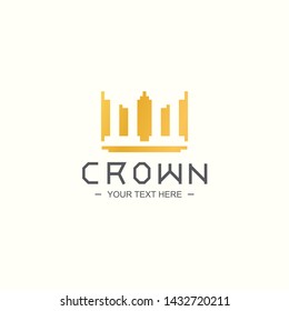 crown logotype gold style isolated on white background for royal queen design, princess diadem symbol, pop art element, beauty and fashion icon, luxury shopping sign. vector 10 eps