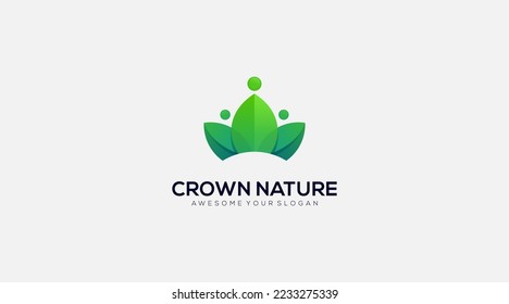 Crown Lotus Leafs Logo design symbol icon vector
