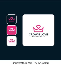 crown love logo design template