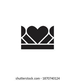 crown love minimalist logo design. crown logo on white background vector template