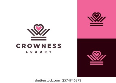 crown love vector logo design