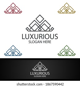 Crown Luxurious Royal Logo for Jewelry, Wedding, Hotel or Fashion