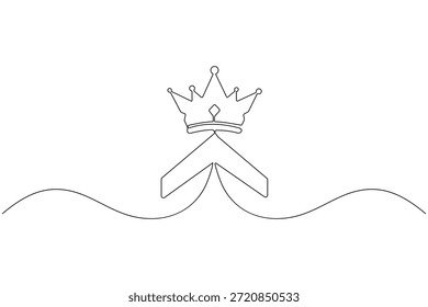 Corona de lujo icono de la corona continua de una línea de arte