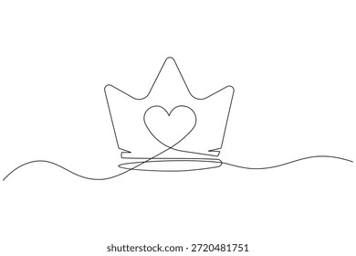 Ícone de luxo Crown desenhado com estilo de linha única contínua