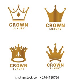 Crown luxury logo icon vector template.