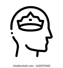 Crown Man Head Icon Vector. Outline Crown Man Head Sign. Isolated Contour Symbol Illustration