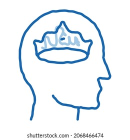 Crown Man Head sketch icon vector. Hand drawn blue doodle line art Crown Man Head sign. isolated symbol illustration