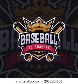 Crown Mascot Logo Design Illustration For Baseball