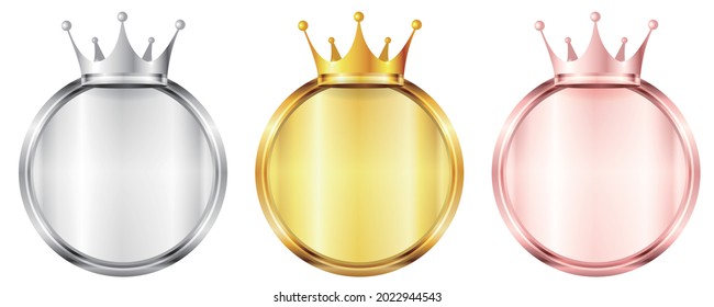 Crown medal gold shining icon