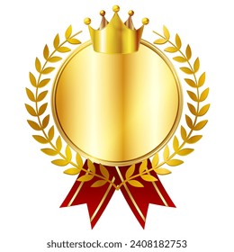 crown medal laurel gold icon