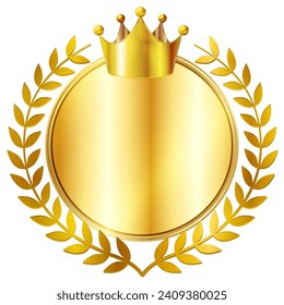 crown medal laurel gold icon