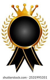 ícone de ouro da fita da medalha da coroa