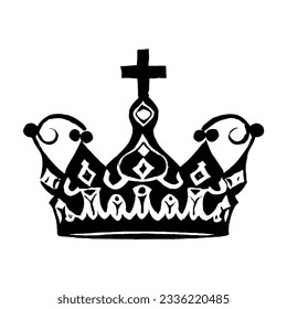 Crown Minimal Line Art Vector Drawing 