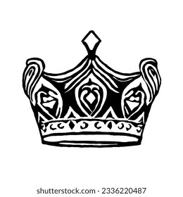 Crown Minimal Line Art Vector Drawing 