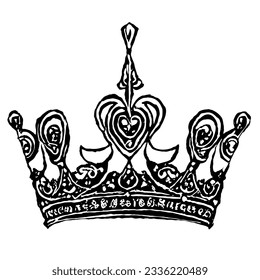 Crown Minimal Line Art Vector Drawing 