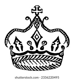 Dibujo del vector de arte de línea mínima de la corona 