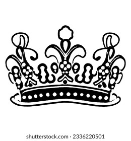 Crown Minimal Line Art Vector Drawing 