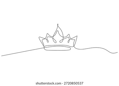 Icono real moderno de la corona dibujo continuo de una línea