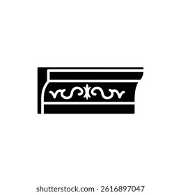 Crown Molding Icon Flat Black Solid Clean Outline Design