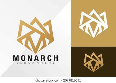 Plantilla de ilustración del vector de diseño del logotipo del monarca M