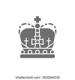 Crown, monarchy, royal power grey icon. Isolated on white background