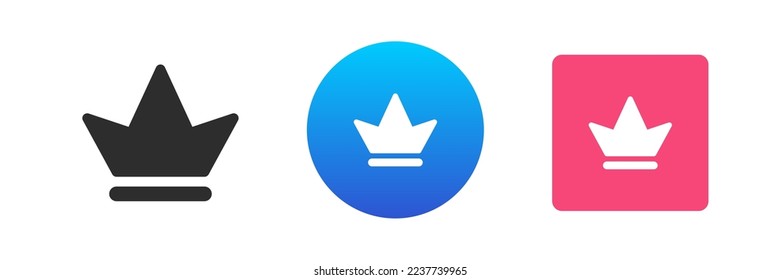 Crown monarchy win victory royal treasure element icon set vector flat illustration. Corona leadership success emperor power authority historical victory heraldic nobility fashion vintage accessory