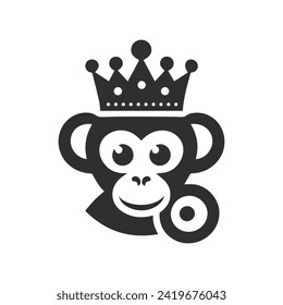 Crown Monkey Face Vactor art