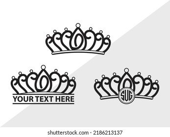 Crown Monogram SVG Printable Vector Illustration