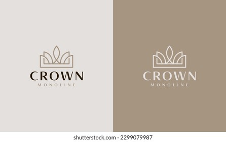 Crown Monoline Logo. Universal creative premium symbol. Vector sign icon logo template. Vector illustration