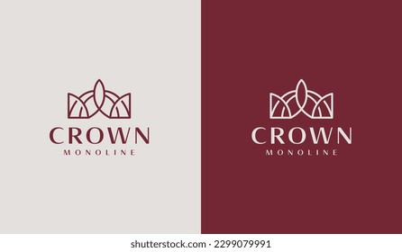 Crown Monoline Logo. Universal creative premium symbol. Vector sign icon logo template. Vector illustration