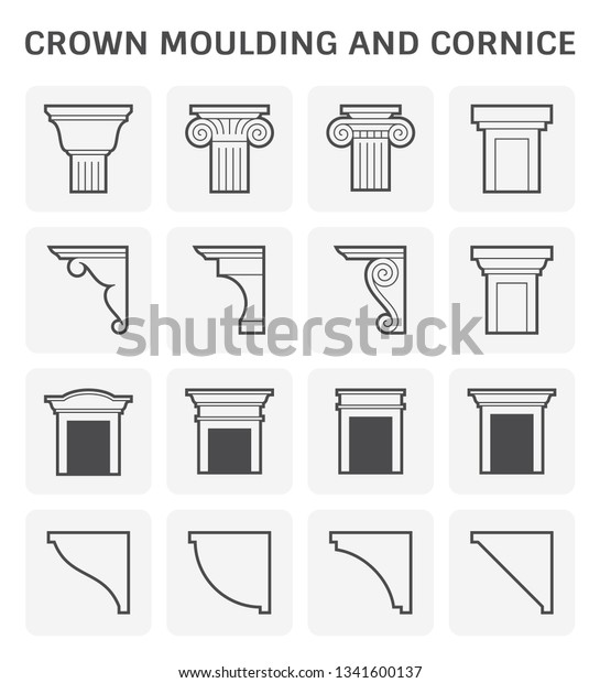 Crown Moulding Cornice Icon Set Design Stock Vector Royalty Free