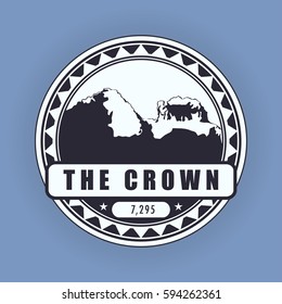 The Crown, mountain symbol, abstract patch, with name, and height in meters, vector illustration