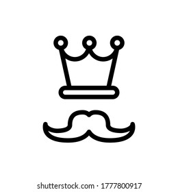 Krone Schnurrbart Symbol Vektorgrafik Umriss Stil. Tag-Ikone-Set des Vaters.