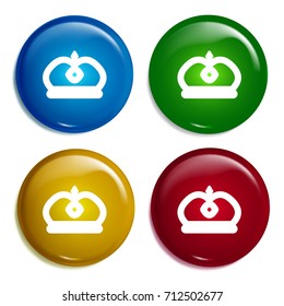 Crown multi color gradient glossy badge icon set. Realistic shiny badge icon or logo mockup