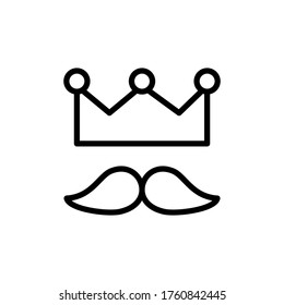 Crown, mustache icon. Simple line, outline vector elements of cultural activities icons for ui and ux, website or mobile application