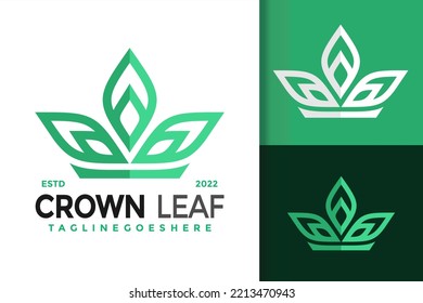 Crown Nature Leaf Logo Design, brand identity logos vector, modern logo, Logo Designs Vector Illustration Template