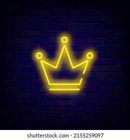 Crown neon icon collection. Casino symbol. Gambling concept. Royal sign. Slot machine continuous emblem. Bright logo. Vector stock illustration