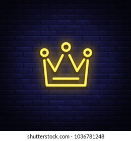 Crown is a neon sign. Neon icon, light symbol, web banner for your projects. Vector illustration