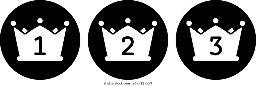 Crown and Number icon set