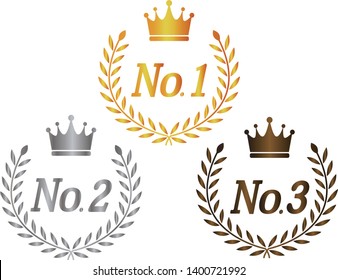 Crown Number Of Laurel. ribbon. Ranking.