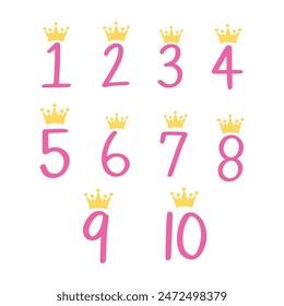 Crown Numbers Bundle, Crown, Numbers, Princess, Number Monograms, Gift for Kids, Written Numbers, Cut File Cricut,Silhouette, Vector Files for Cricut