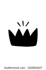 Crown, nursery poster in Scandinavian style. Monochrome vector illustration.