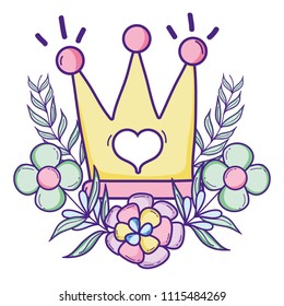 crown object with branches leaves and flowers