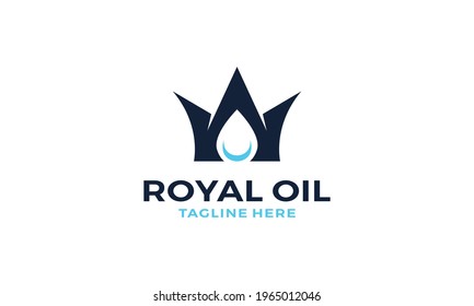 Crown With Oil logo vector icon illustration