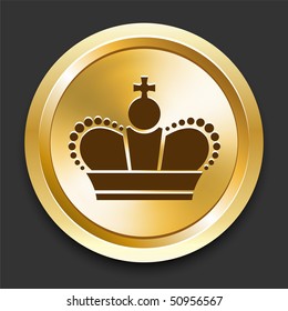 Crown on Golden Internet Button Original Illustration