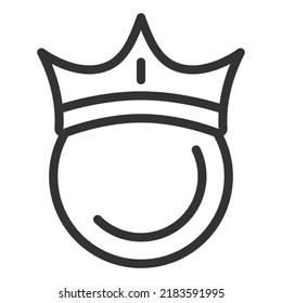 Crown on golf ball - icon, illustration on white background, outline style