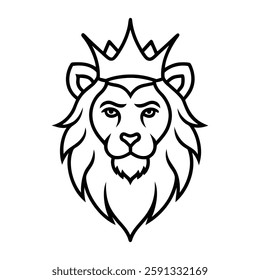 crown on the head of a lion line art